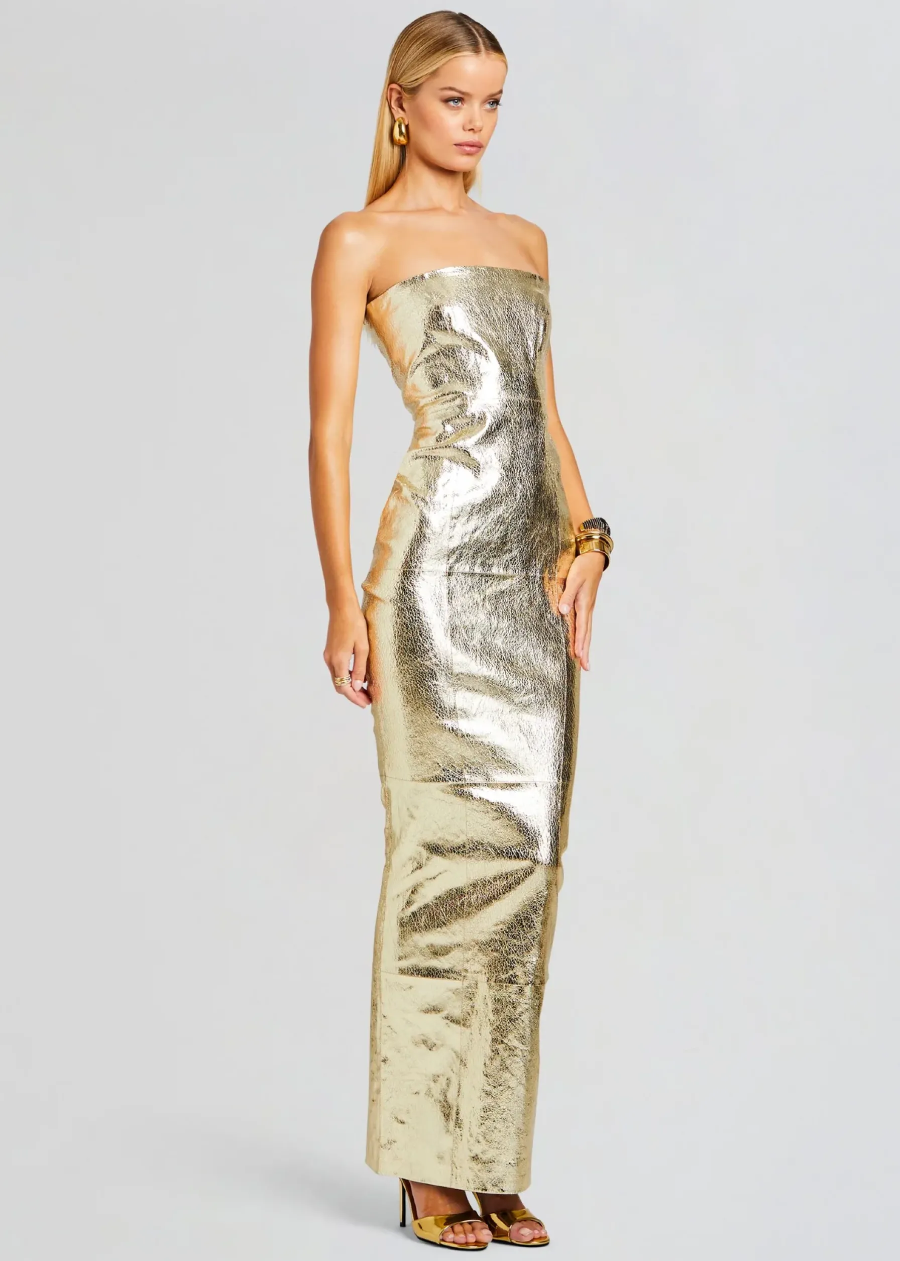 Retrofete Lavonne Leather Dress Gold Shop