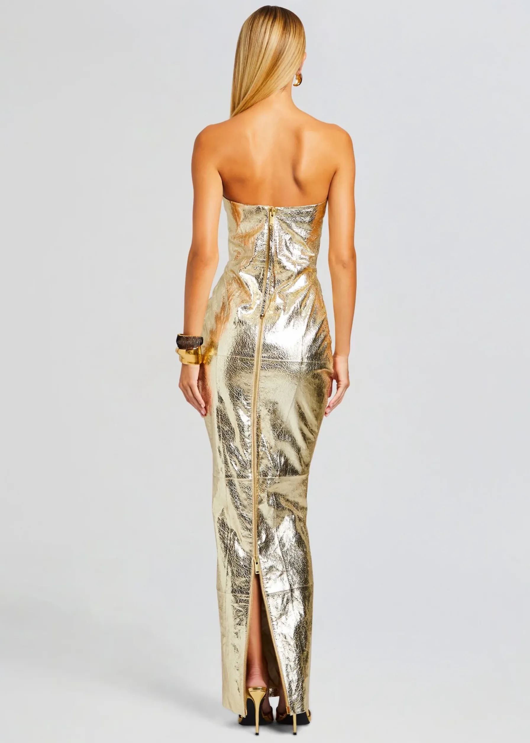 Retrofete Lavonne Leather Dress Gold Shop