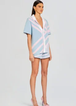Retrofete Lei Shirt Jacquard Blue/Pink Hot