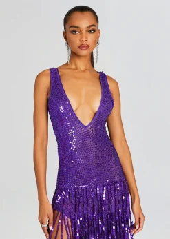 Retrofete Libra Sequin Crochet Dress Amethyst Sale