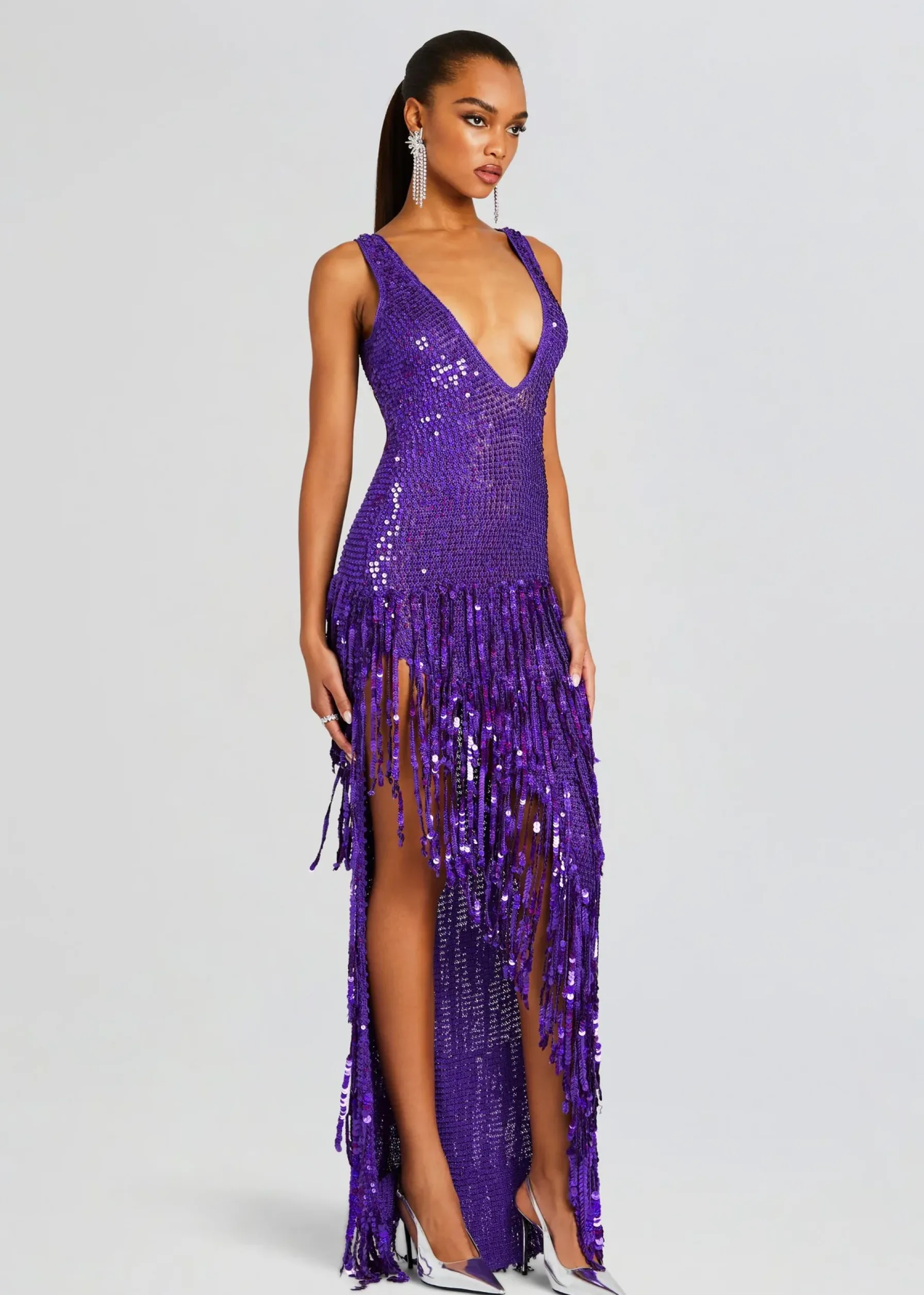 Retrofete Libra Sequin Crochet Dress Amethyst Store