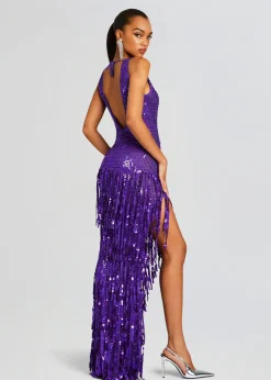 Retrofete Libra Sequin Crochet Dress Amethyst Sale