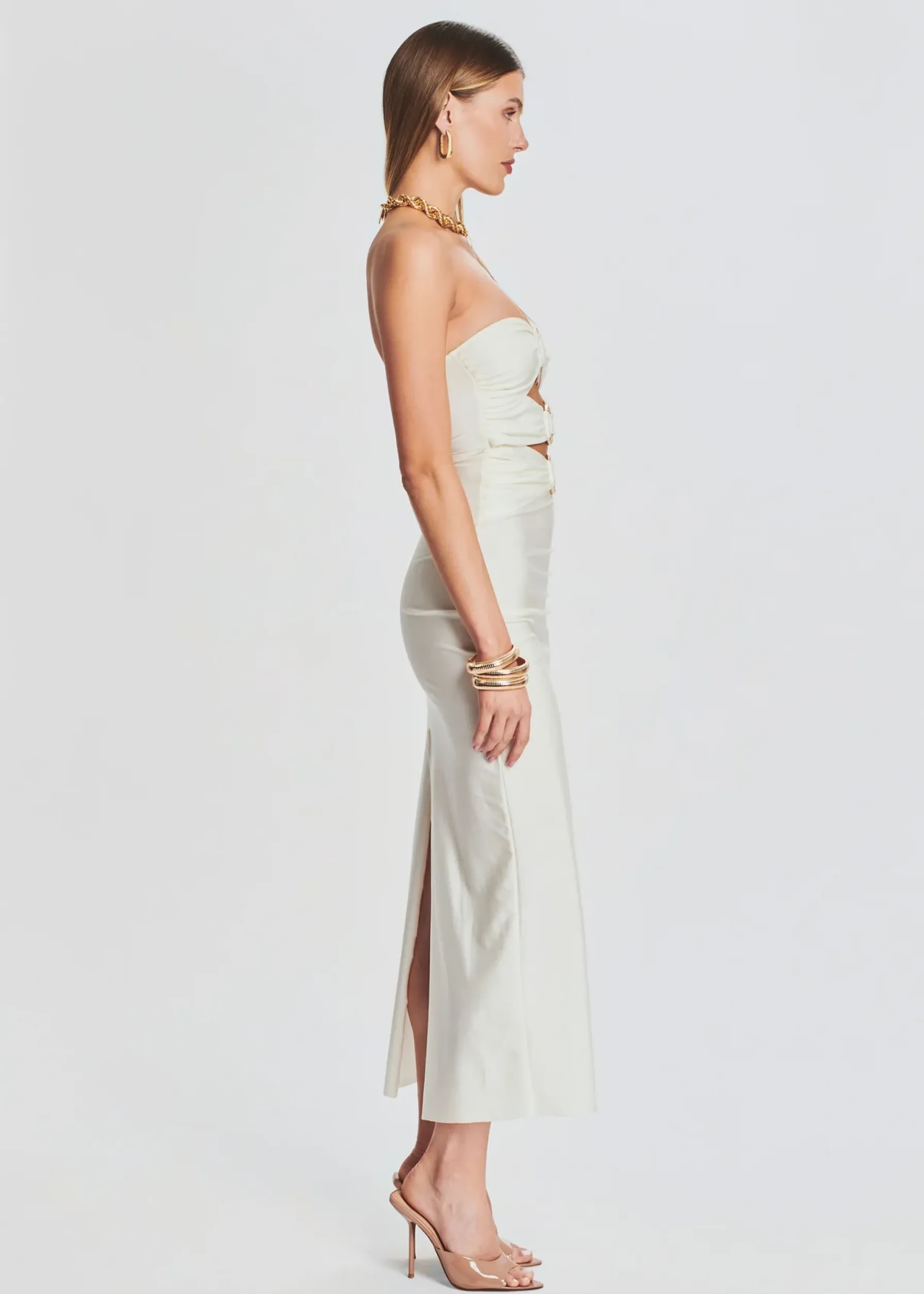 Retrofete Lily Lycra Maxi Dress Cream Best