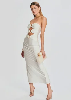 Retrofete Lily Lycra Maxi Dress Cream Best