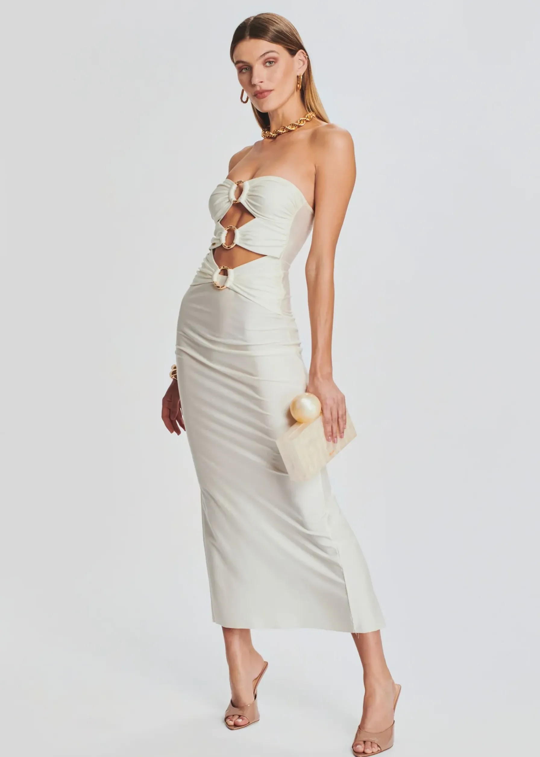 Retrofete Lily Lycra Maxi Dress Cream Best