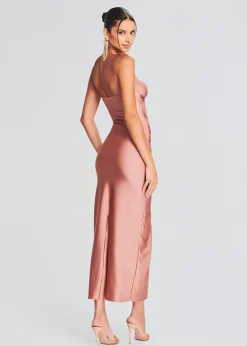 Retrofete Lily Lycra Maxi Dress Coffee Cream Clearance