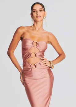 Retrofete Lily Lycra Maxi Dress Coffee Cream Hot