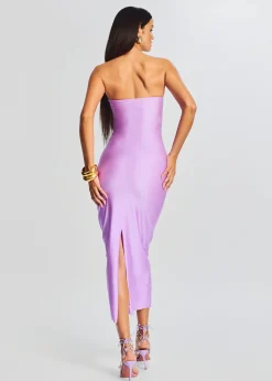 Retrofete Lily Lycra Maxi Dress Lilac Purple Clearance
