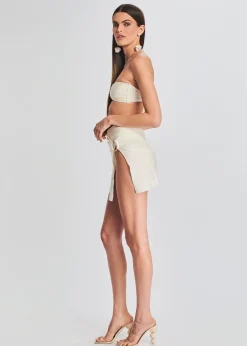 Retrofete Lini Lycra Mini Skirt Cream Online