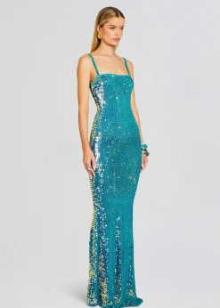 Retrofete Lisette Sequin Crochet Dress Aquamarine Flash Sale
