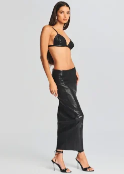 Retrofete Liza Leather Skirt Black Discount