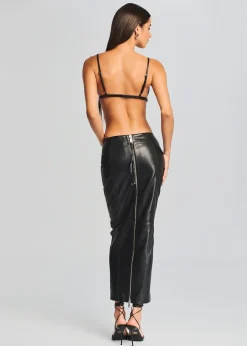 Retrofete Liza Leather Skirt Black Store