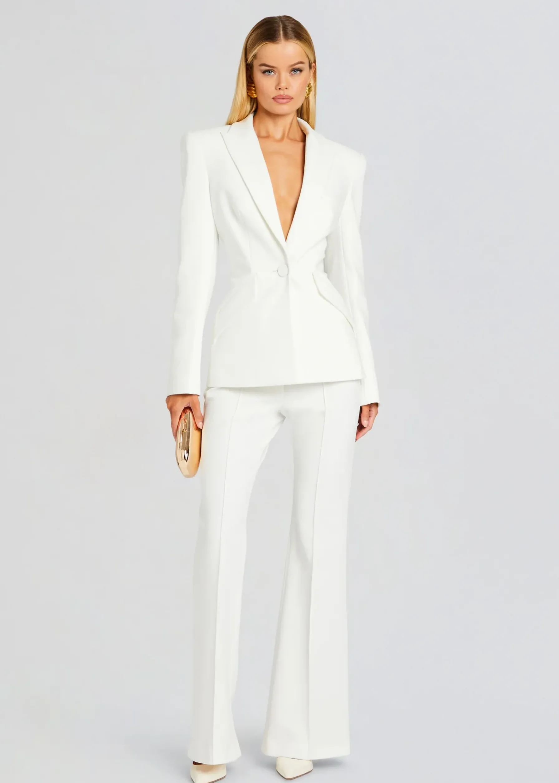 Retrofete Lizzy Low Rise Flared Trousers White Shop