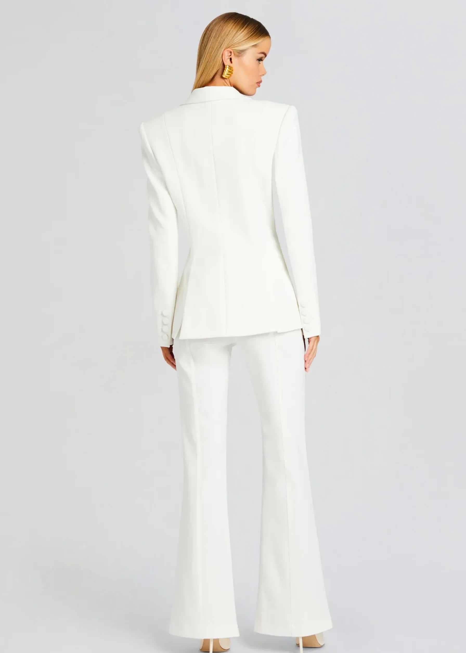 Retrofete Lizzy Low Rise Flared Trousers White Discount