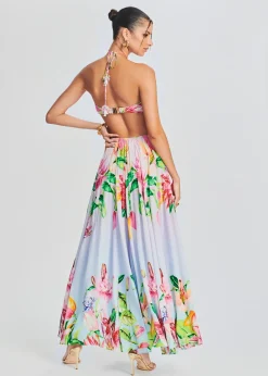 Retrofete Lora Long Dress Multicolor Hibiscus New