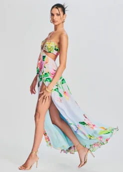 Retrofete Lora Long Dress Multicolor Hibiscus Flash Sale