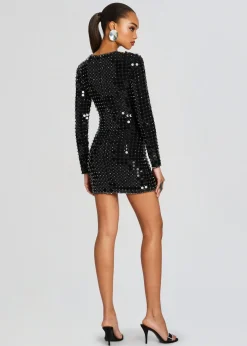 Retrofete Loreen Embellished Dress Black Clearance