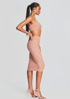 Retrofete Lowe Sequin Skirt Dusty Peach Clearance