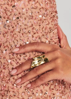 Retrofete Lowe Sequin Skirt Dusty Peach Clearance