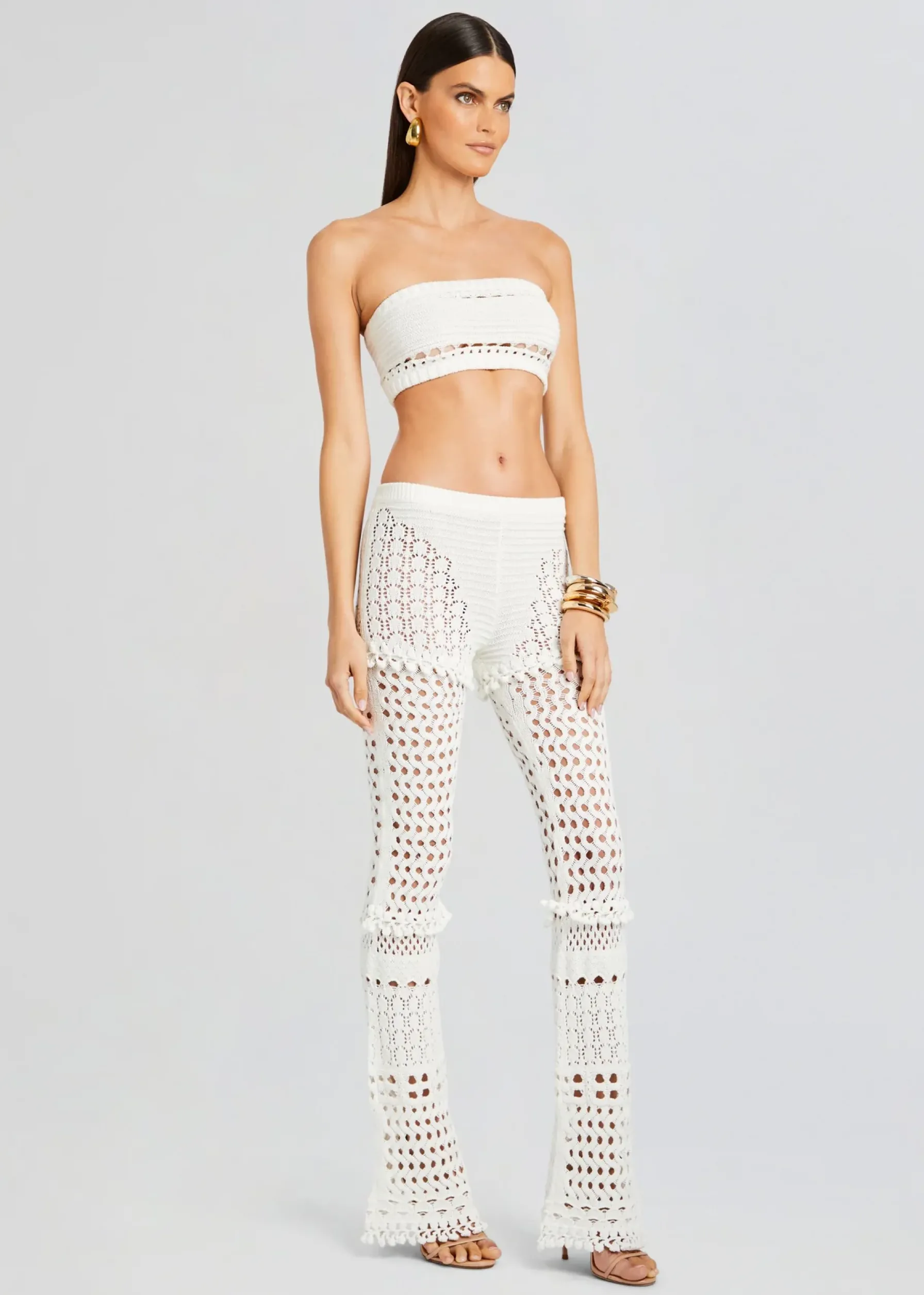 Retrofete Luiz Knit Crochet Top Iridescent White Clearance