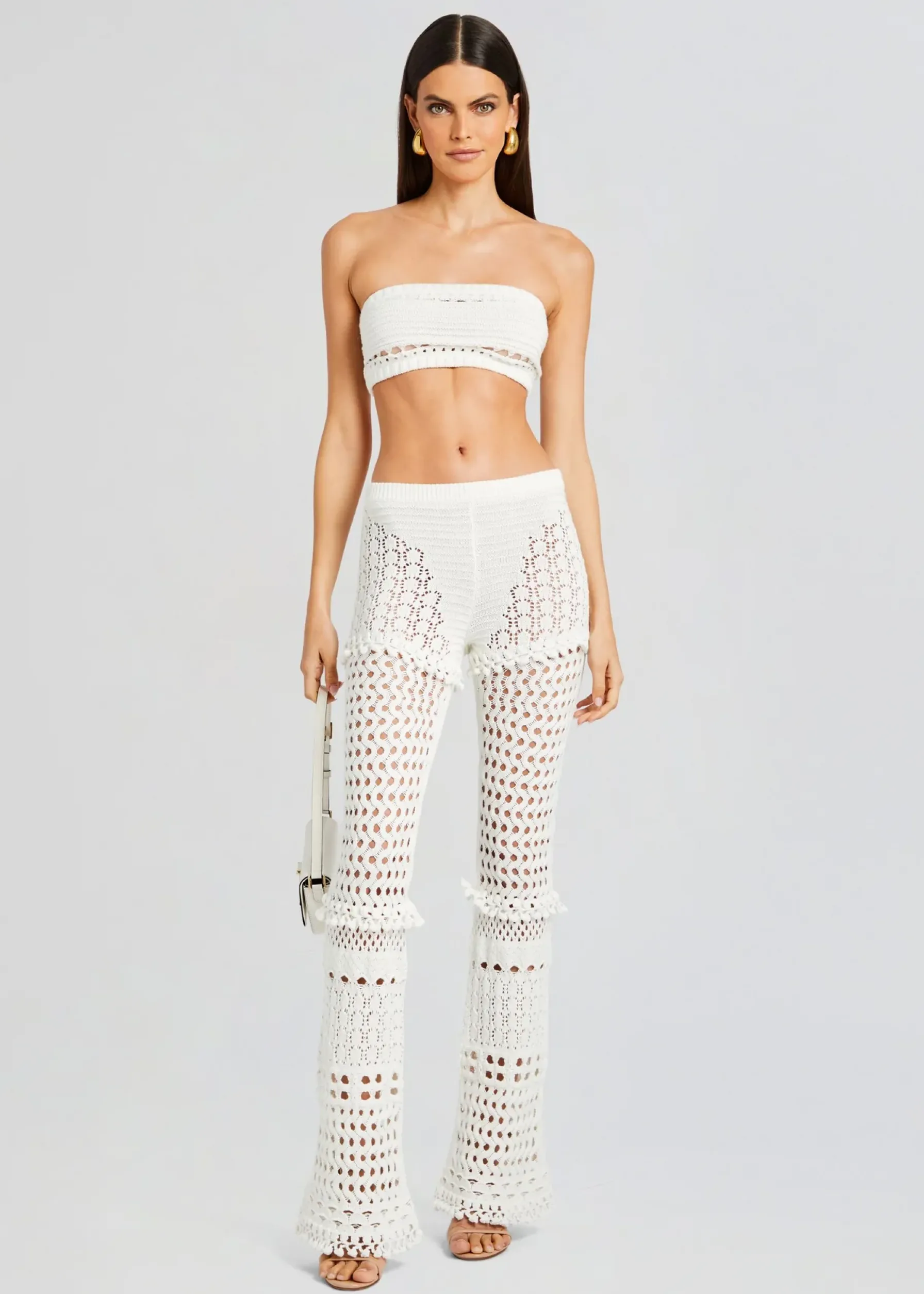 Retrofete Luiz Knit Crochet Top Iridescent White Clearance