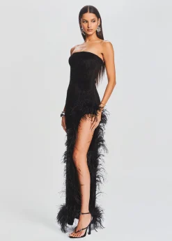 Retrofete Lula Feather Dress Black Outlet