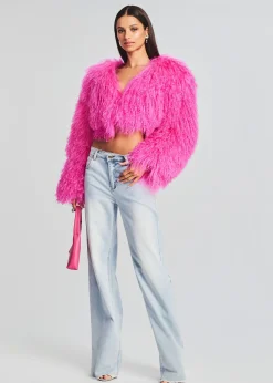 Retrofete Luxe Fur Jacket Knockout Pink Clearance