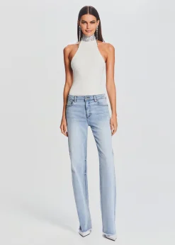 Retrofete Maci Embellished Knit Bodysuit White Flash Sale