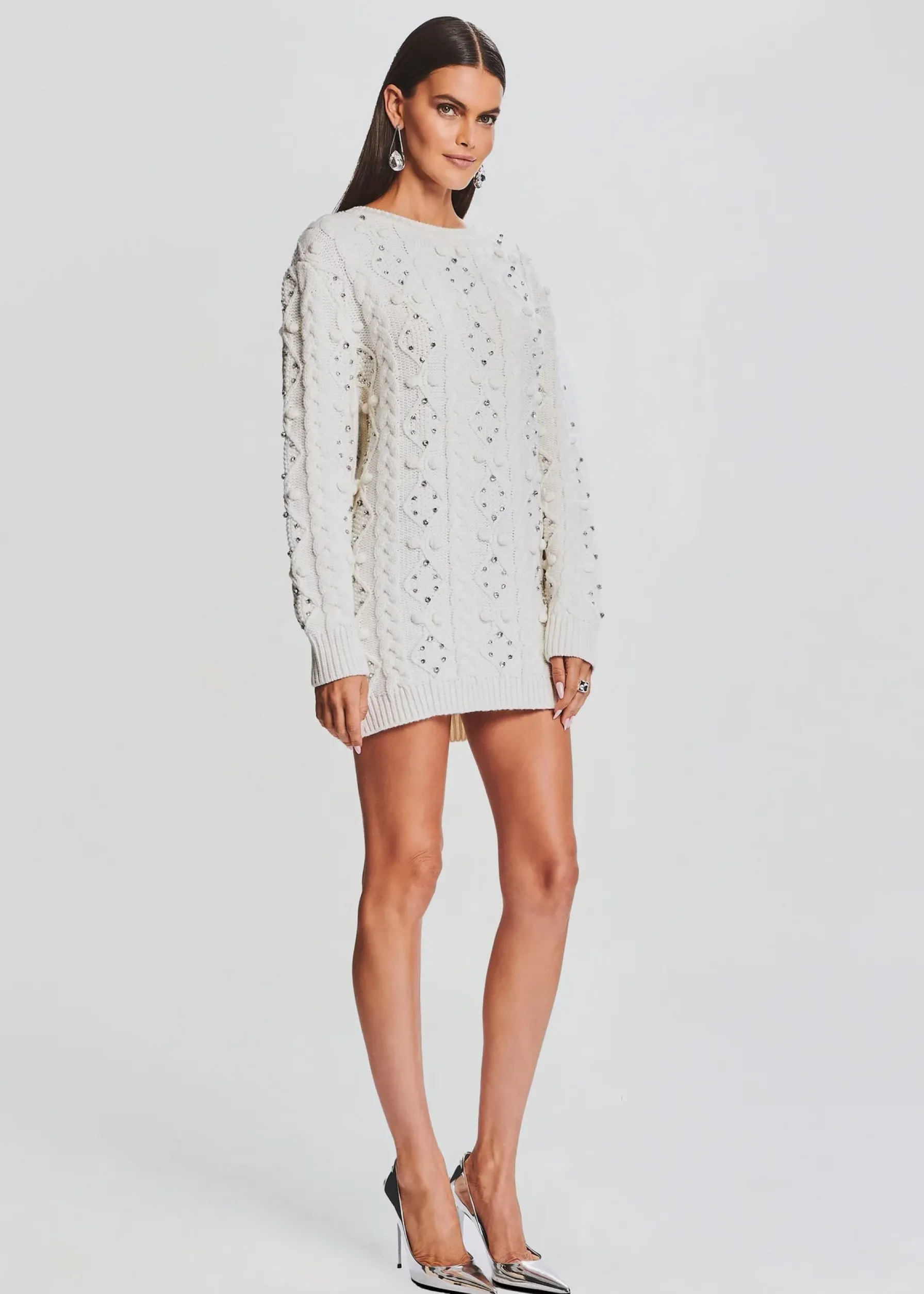 Retrofete Maple Embellished Sweater Dress Ivory Hot