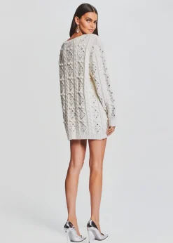 Retrofete Maple Embellished Sweater Dress Ivory Hot