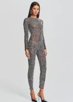 Retrofete Marcel Sequin Jumpsuit Black/Silver Shop
