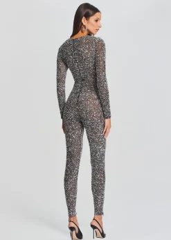 Retrofete Marcel Sequin Jumpsuit Black/Silver Shop