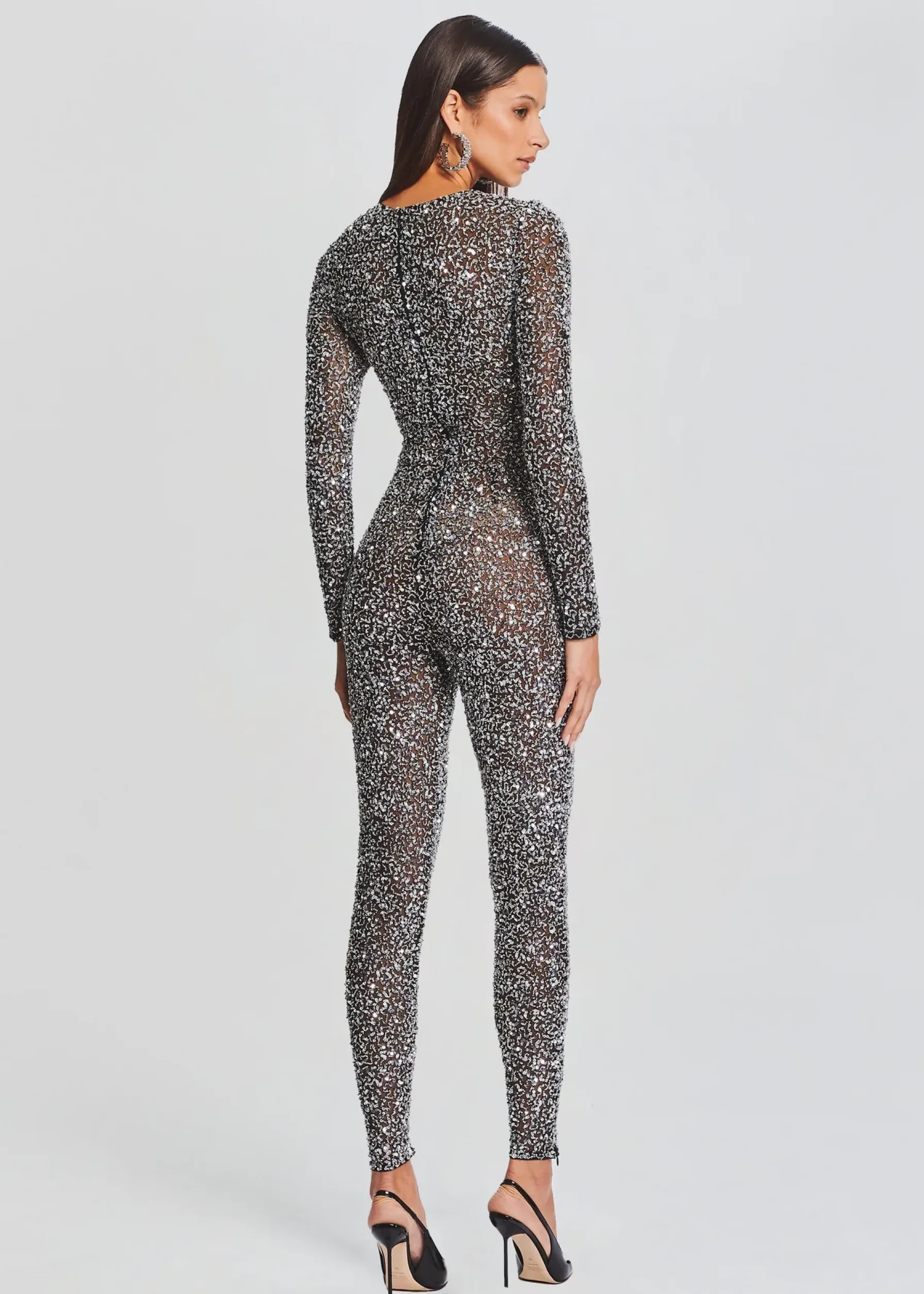 Retrofete Marcel Sequin Jumpsuit Black/Silver Shop