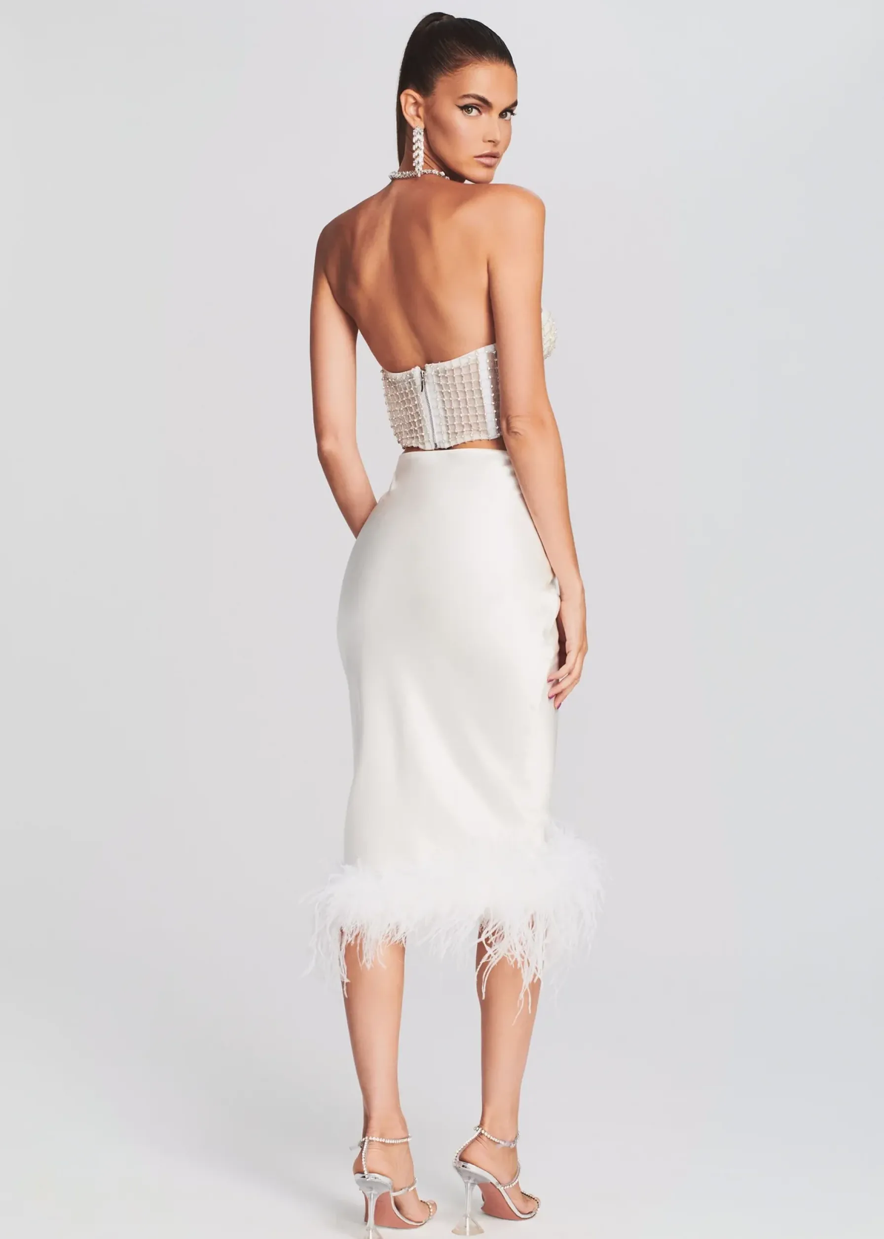 Retrofete Margery Embellished Bustier Top White Hot
