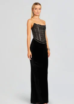 Retrofete Mariah Embellished Dress Black/Silver New