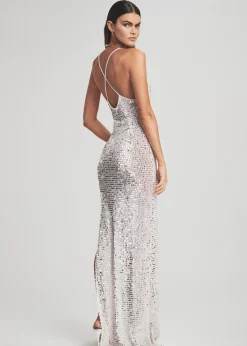 Retrofete Marie Sequin Crochet Dress White/Silver Clearance