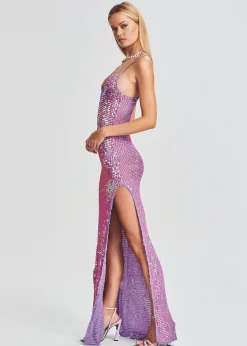 Retrofete Marie Sequin Crochet Dress Iridescent Lilac/Pink Flash Sale