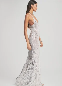 Retrofete Marie Sequin Crochet Dress White/Silver Shop