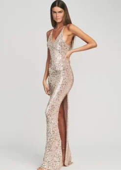 Retrofete Marie Sequin Crochet Dress Rose Gold Sale