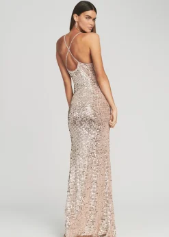 Retrofete Marie Sequin Crochet Dress Rose Gold Sale
