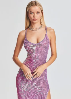 Retrofete Marie Sequin Crochet Dress Iridescent Lilac/Pink Cheap