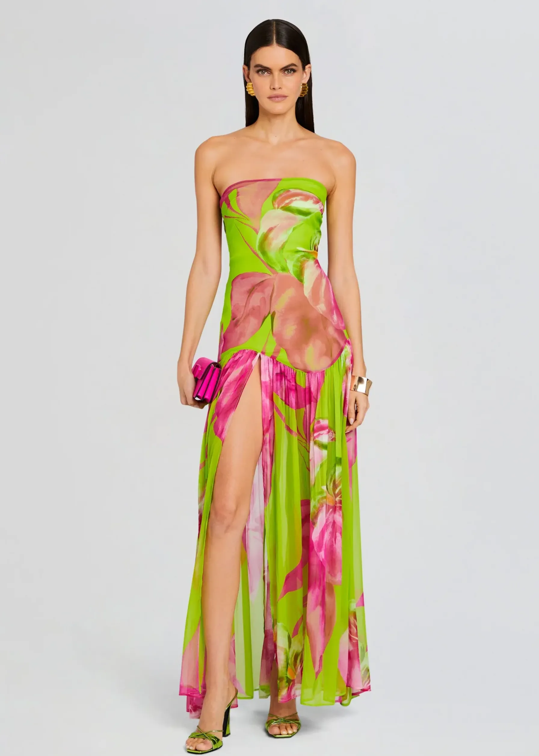 Retrofete Marisol Silk Dress Lime Anthurium Cheap