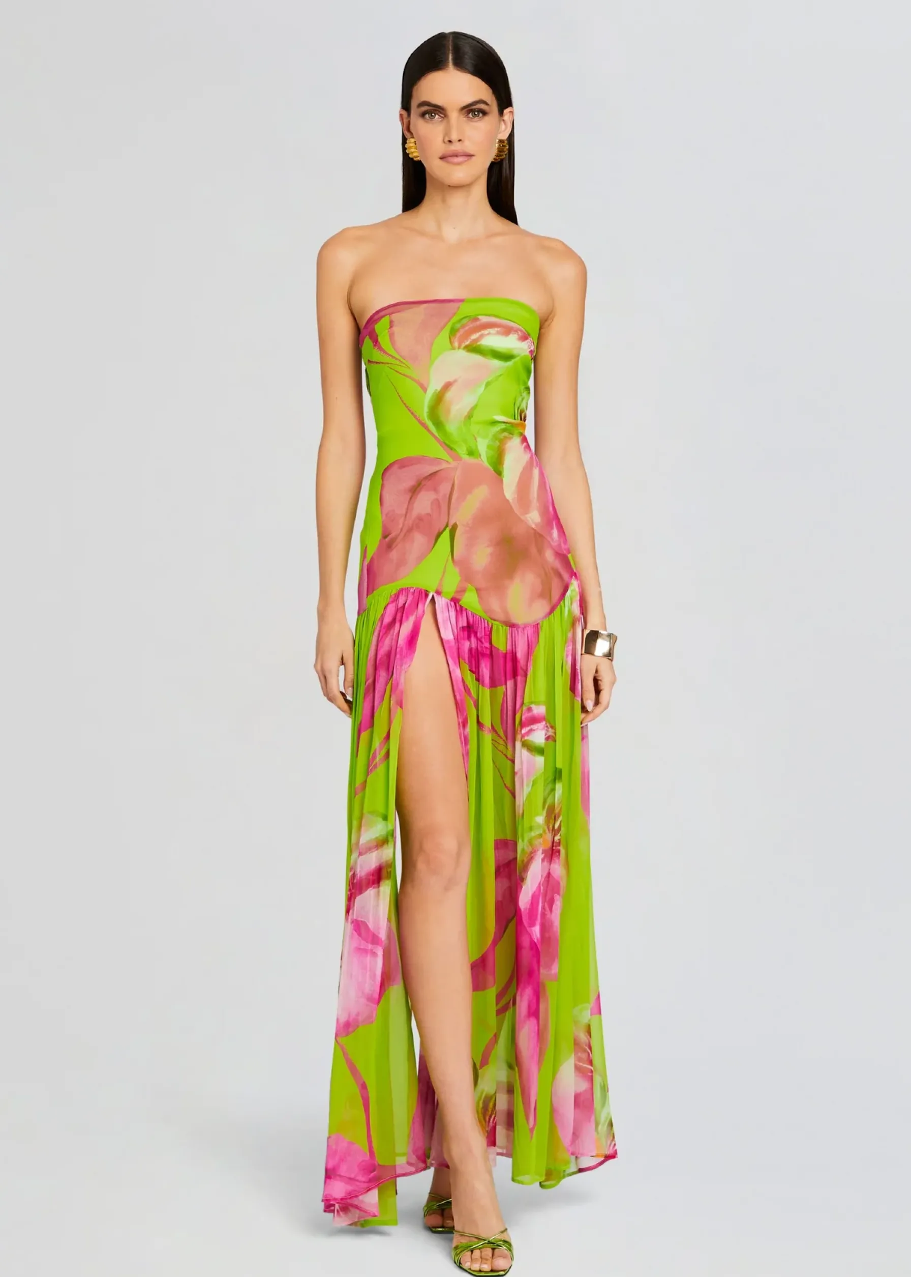Retrofete Marisol Silk Dress Lime Anthurium Cheap