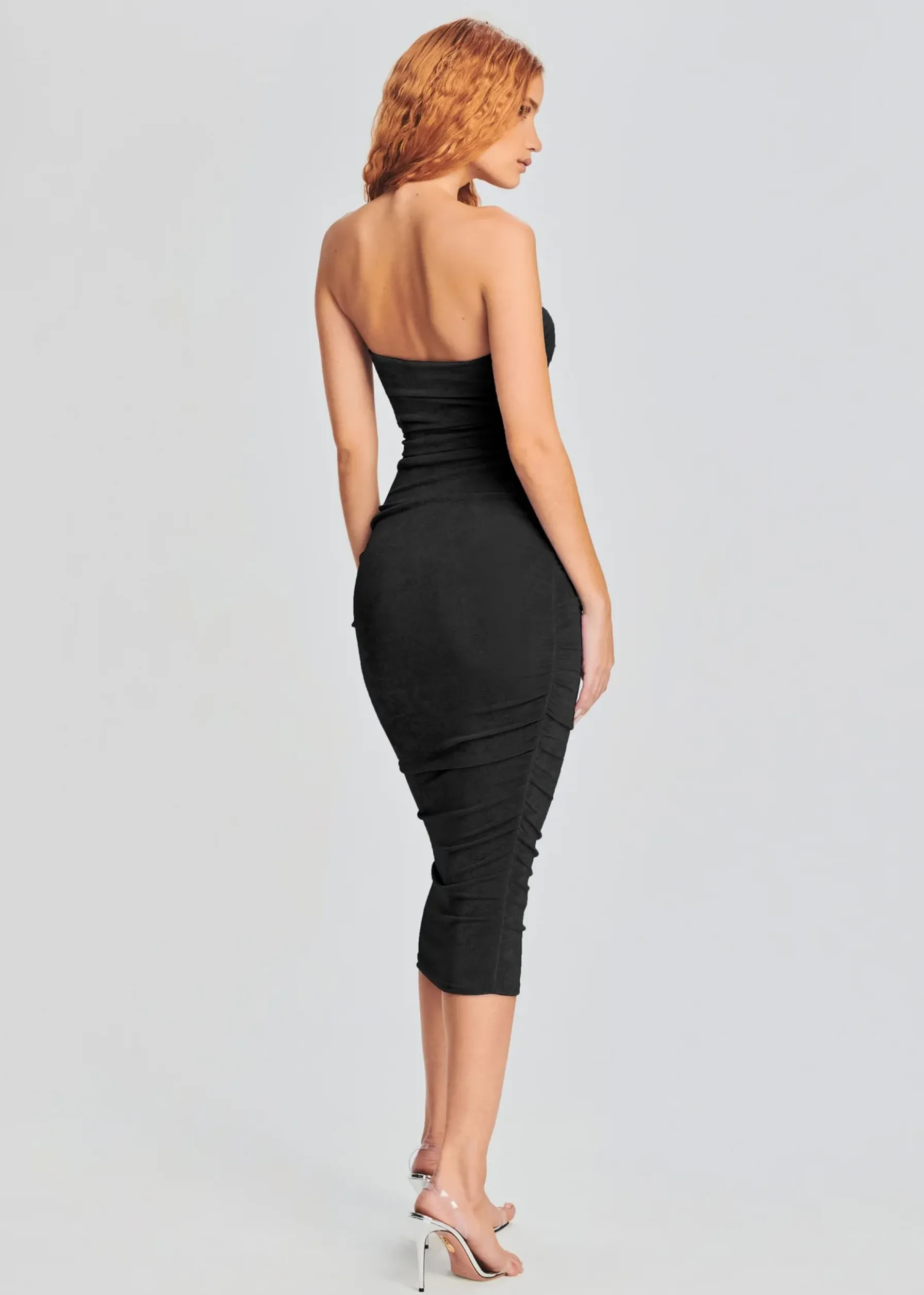 Retrofete Martha Strapless Midi Dress Black Clearance