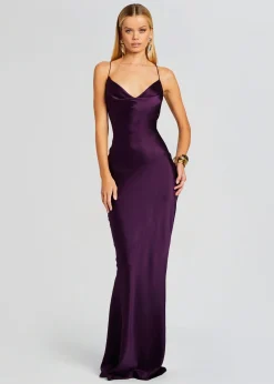 Retrofete Massimo Silk Gown Eggplant Store