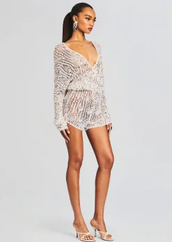 Retrofete Meadow Sequin Crochet Romper White/Silver Discount