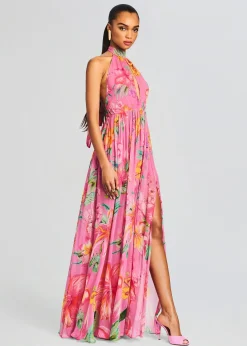 Retrofete Megan Long Dress Pink Floral Best Sale