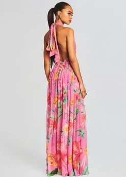 Retrofete Megan Long Dress Pink Floral Best Sale