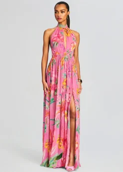 Retrofete Megan Long Dress Pink Floral Best Sale