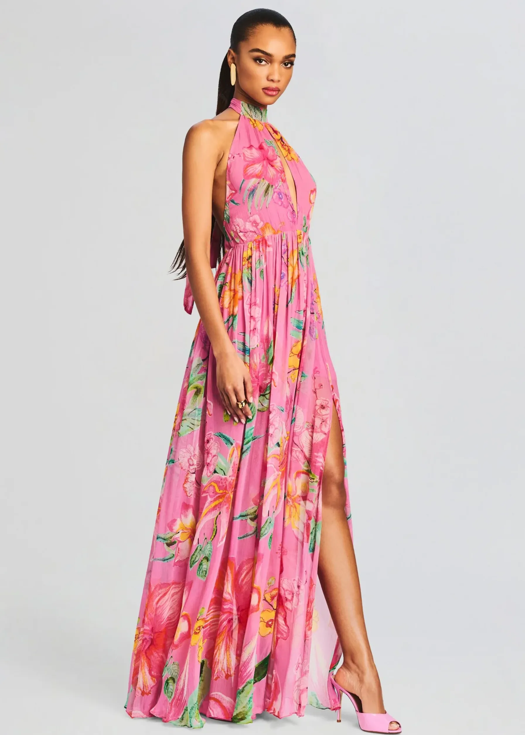 Retrofete Megan Long Dress Pink Floral Online
